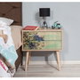 Hanah Home Two - 727 Mesita de Noche Roble Sonoma con 2 Cajones Fabricada en Tablero Melamina y Patas de Carpe